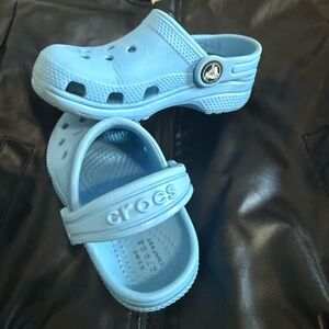 CROCS Kids Carolina Blue Classic Clogs with Heel Strap